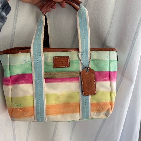 Coach summer tote Bag with Leather Accents - Picture 2 of 7